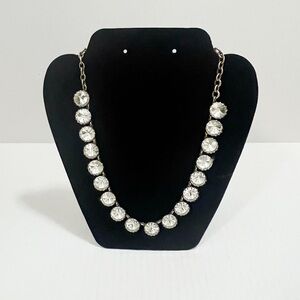 J CREW Necklace Brulee Clear Crystal Large Gold Tone 20"